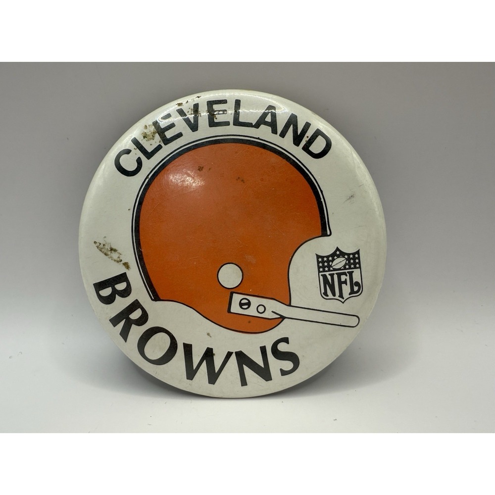 Vtg 1970s Cleveland Browns‎ NFL Football Pin Back Button Large 3 1/2" USA Rare
